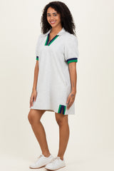 Heather Grey Color Block Zip Front Shift Dress