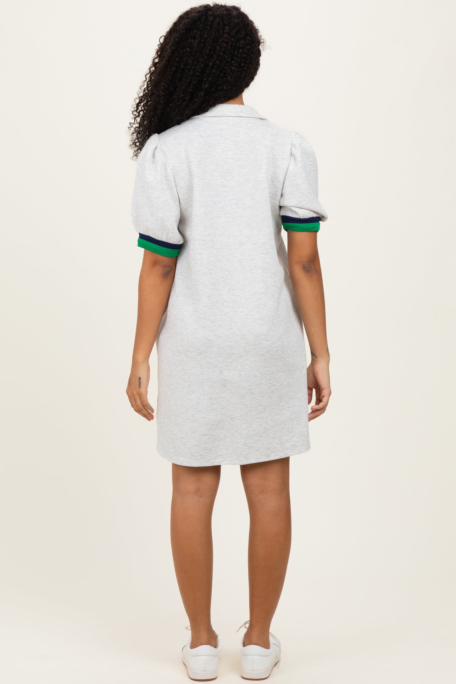 Heather Grey Color Block Zip Front Shift Dress