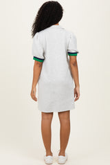 Heather Grey Color Block Zip Front Shift Dress