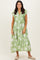 Sage Floral Crochet Lace Accent Midi Dress