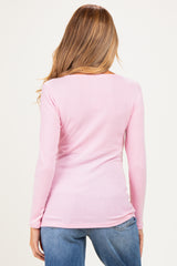 Light Pink Ribbed Crossover Maternity/Nursing Top
