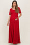 Red Lace Sash Tie Maternity Gown