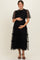 Black Smocked Top Mesh Midi Dress