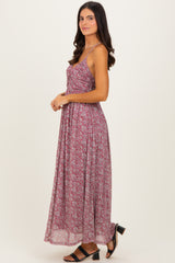 Mauve Criss-Cross Back Mesh Dress