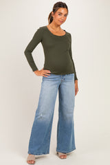 Medium Wash Wide Leg Maternity Jeans
