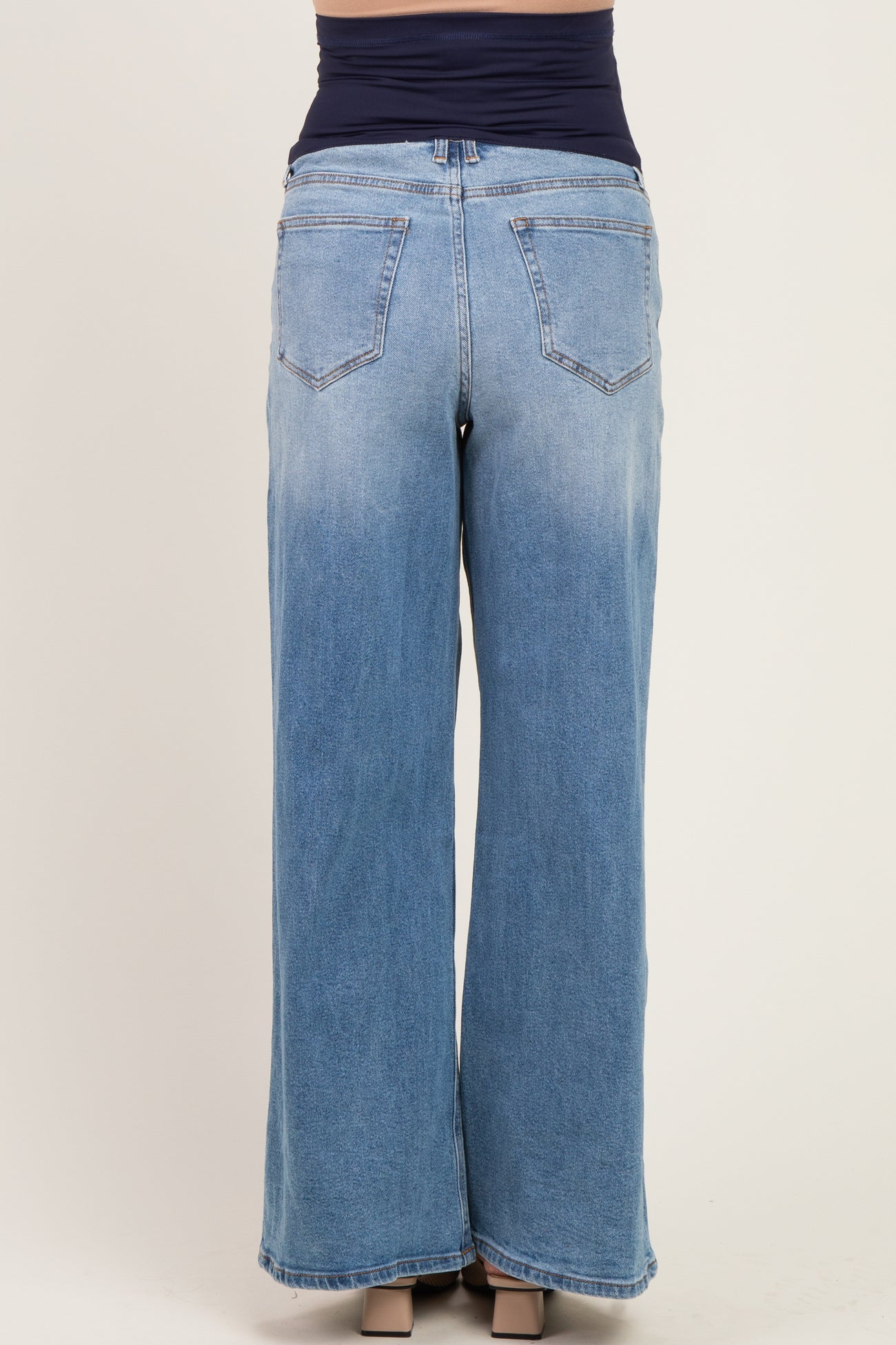 Medium Wash Wide Leg Maternity Jeans
