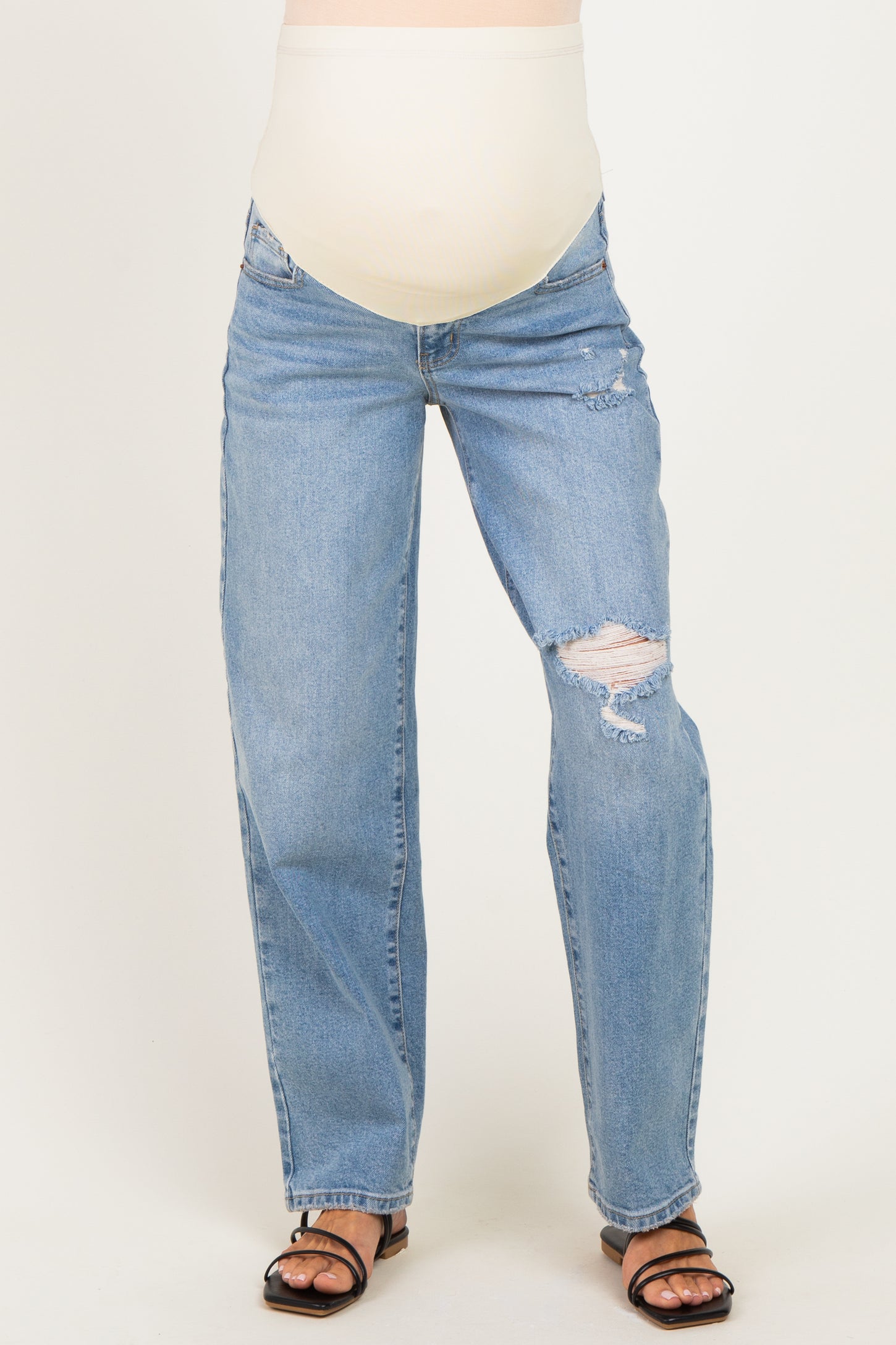 Light Wash Maternity Baggy Dad Jeans