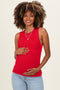 Red Ribbed Knit Maternity Tank Top