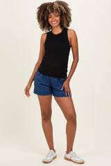 Black Ribbed Knit Maternity Tank Top