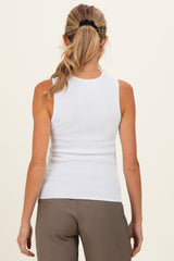 White Ribbed Knit Maternity Tank Top