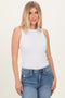 White Ribbed Knit Tank Top
