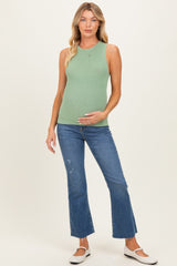 Sage Ribbed Knit Maternity Tank Top