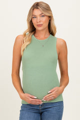 Sage Ribbed Knit Maternity Tank Top