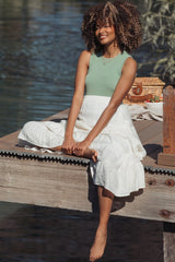 Sage Ribbed Knit Maternity Tank Top