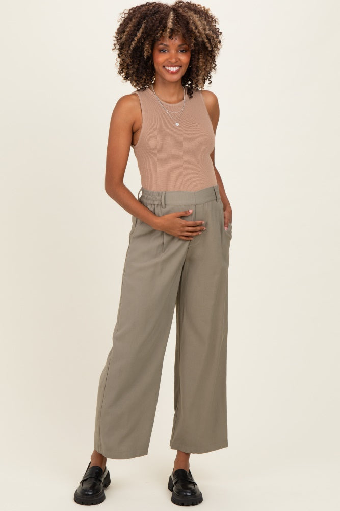 Dark Taupe Ribbed Knit Maternity Tank Top