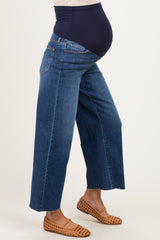 Dark Crop Wide Leg Maternity Jeans
