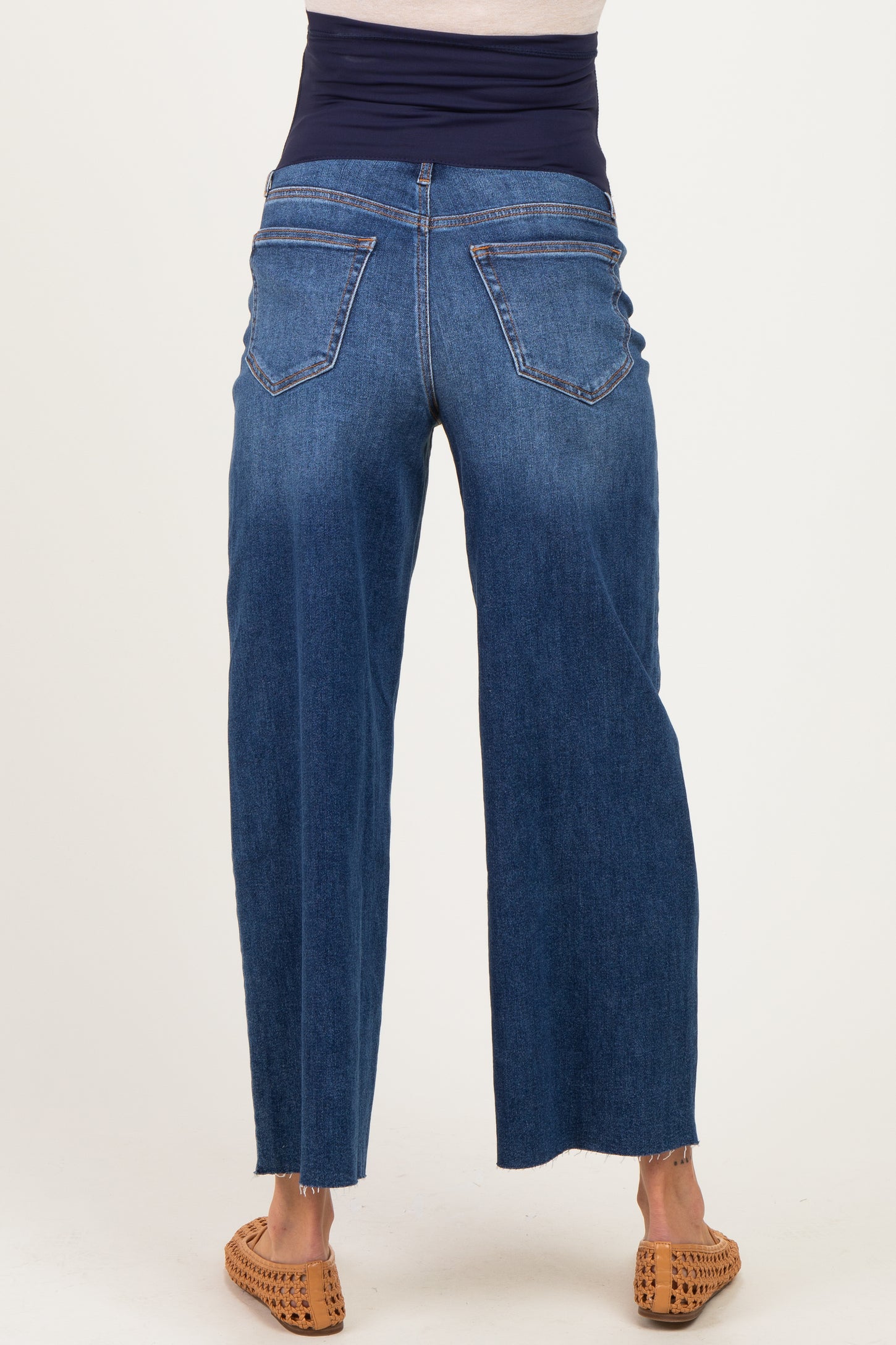 Dark Crop Wide Leg Maternity Jeans