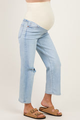Light Wash Maternity Crop Dad Jeans