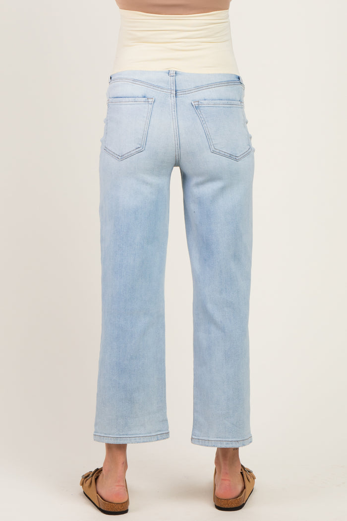 Light Wash Maternity Crop Dad Jeans