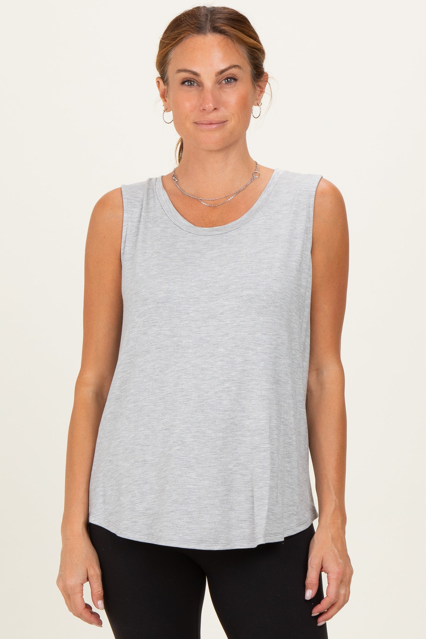 Heather Gray Double Layer Nursing Tank Top