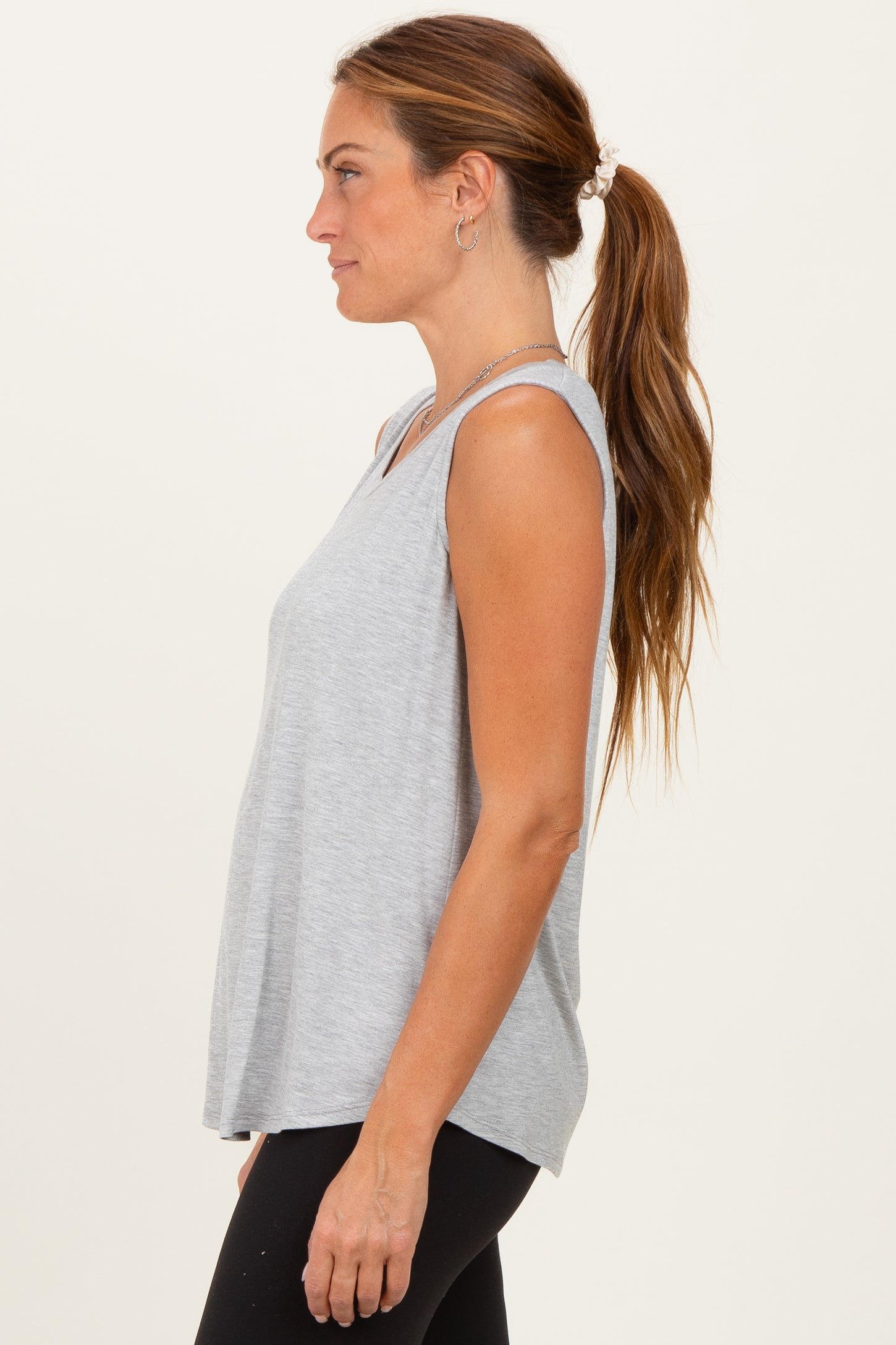 Heather Gray Double Layer Nursing Tank Top