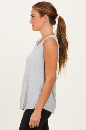Heather Gray Double Layer Nursing Tank Top
