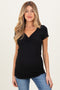 Black Ribbed Sweetheart-Neckline Maternity Top