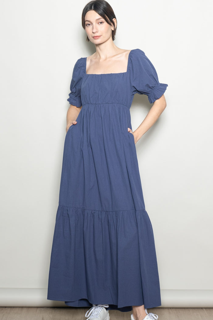 Midnight Open Back Ribbon Tie Maternity Maxi Dress