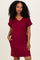 Cabernet Brushed Rolled Short Sleeve V-Neck Dress