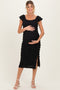 Black Smocked Ruffle Tier Maternity Midi Dress