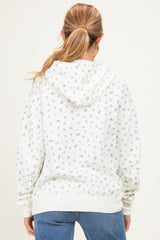 Blue Floral French Terry Maternity Hoodie