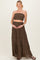 Chocolate Smocked Tube Top Tiered Skirt Maternity Set