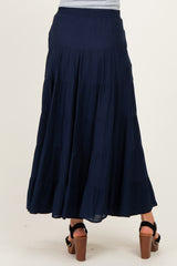 Navy Tiered Maternity Maxi Skirt