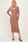 New Mocha V-Neck Long Sleeve Fitted Maxi Dress