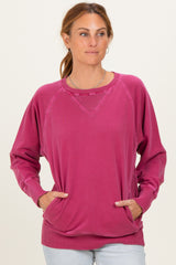Burgundy Pigment Dyed French Terry Maternity Pullover