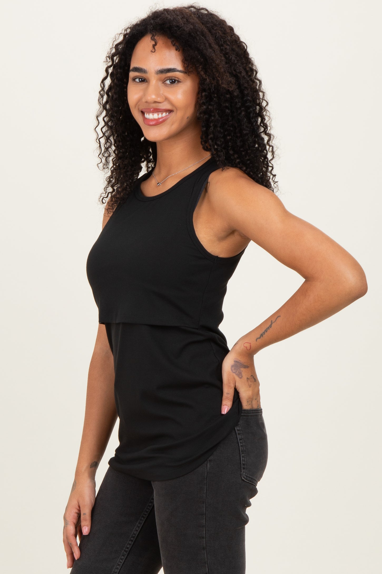 Black Sleeveless Nursing Tank Top