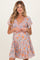 Lavender V Neck Smocked Bodice Floral Print Maternity Dress