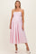 Light Pink Linen Sleeveless Tie Back Flared Maternity Midi Dress
