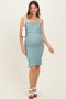 Light Blue Smocked Ruffle Hem Maternity Dress