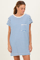 Blue Striped T-Shirt Mini Dress