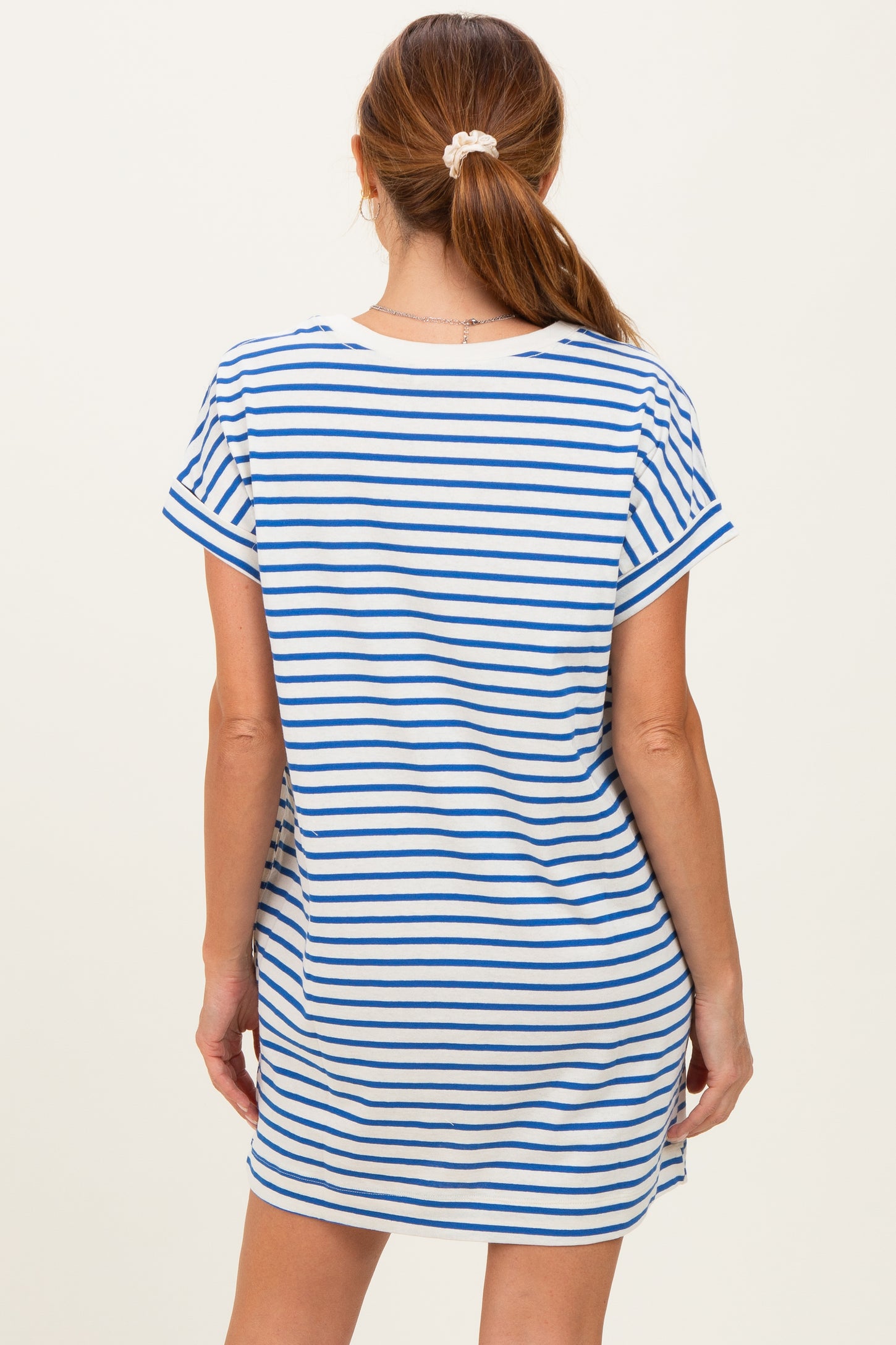 Blue Striped T-Shirt Mini Dress