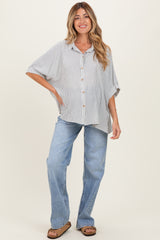 Black Striped Boxy Button Down Maternity Top