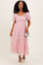 Light Pink Tulle Tulle Puff Sleeve Smocked Midi Dress