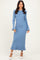 Denim Ribbed Knit Bow Back Maxi Dress
