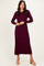 Burgundy Ribbed Long Sleeve Sweater Midi Dress