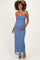 Blue Sleeveless Lace Square Neck Maternity Maxi Dress