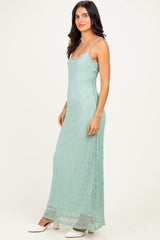 Sage Sleeveless Lace Square Neck Maxi Dress