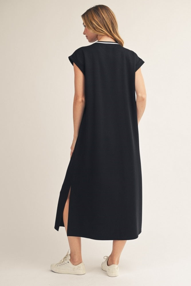 Black Side Slit Midi Dress