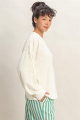 Cream Oversized Cutout Back Sweatshirt