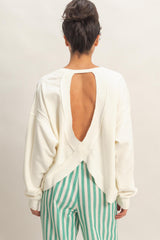 Cream Oversized Cutout Back Sweatshirt